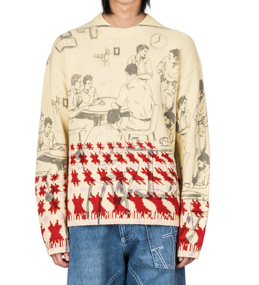 PRINT JACQUARD JUMPER BUTTERMILK