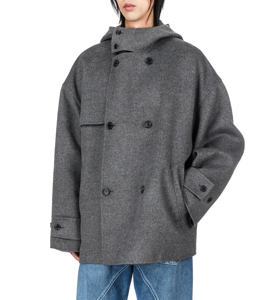 OVERSIZED PEACOAT CHARCOAL MELANGE
