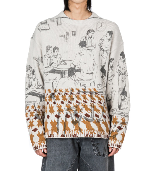 PRINT JACQUARD JUMPER DOVE GREY