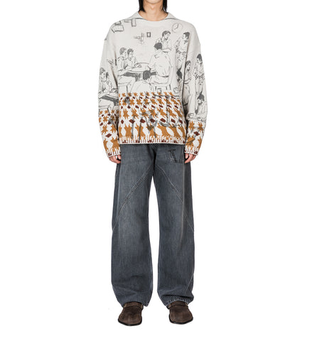 PRINT JACQUARD JUMPER DOVE GREY PRINT JACQUARD JUMPER DOVE GREY