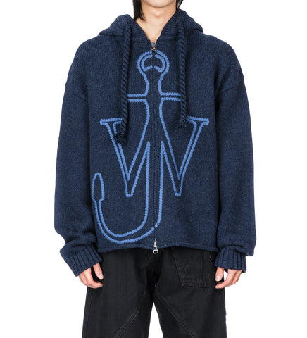 ANCHOR EMBROIDERY ZIPPED HOODIE STEEL BLUE ANCHOR EMBROIDERY ZIPPED HOODIE STEEL BLUE