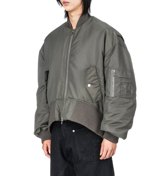 OVERSIZED CURVED HEM BOMBER JACKET STEEL