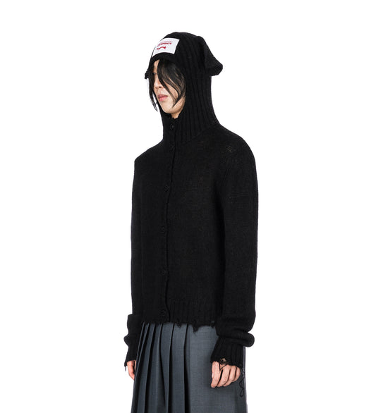 EARS BALACLAVA CARDIGAN BLACK