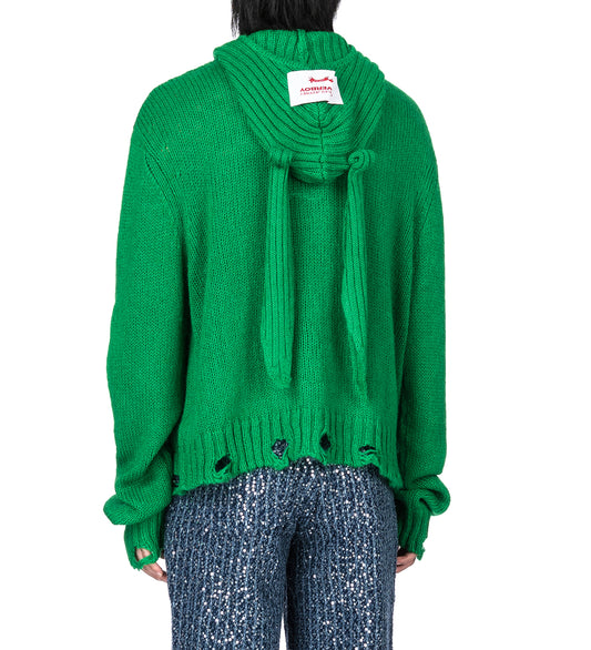 RABBIT BALACLAVA CARDIGAN GREEN