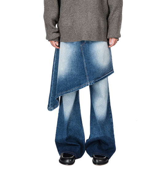 DENIM SKIRT WET BLUE DENIM