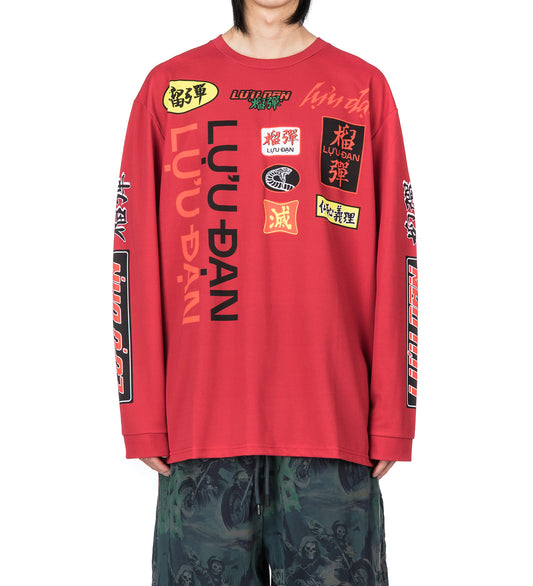 OVERSIZED LONG SLEEVE TEE MOTOCROSS/BLOOD RED