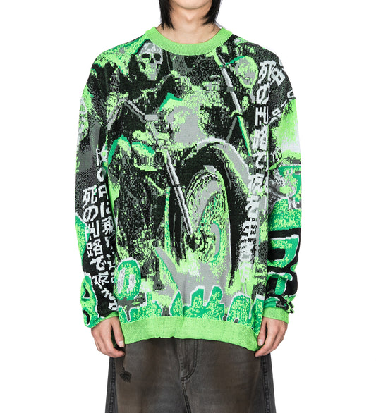 MISFIT JACQUARD JUMPER ACID GREEN/BLACK