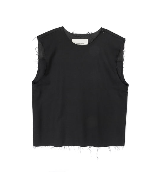CUT OFF SLEEVELESS BLACK
