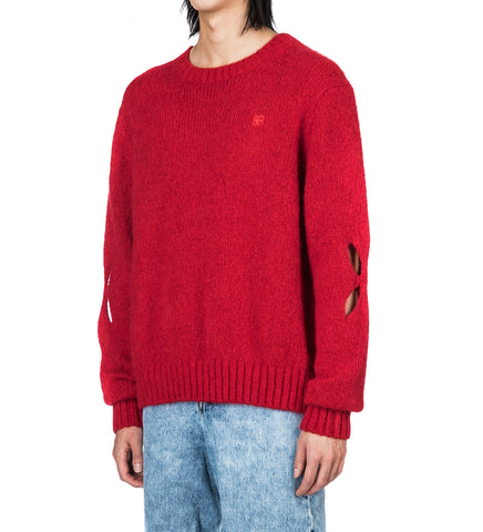 SLASHED SHAGGY JUMPER RED SLASHED SHAGGY JUMPER RED