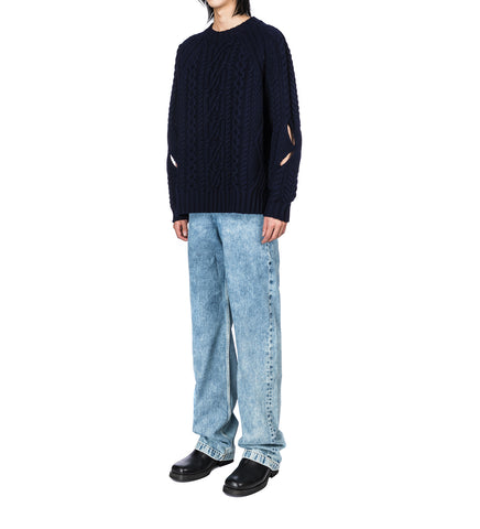 SLASHED CABLE JUMPER NAVY SLASHED CABLE JUMPER NAVY