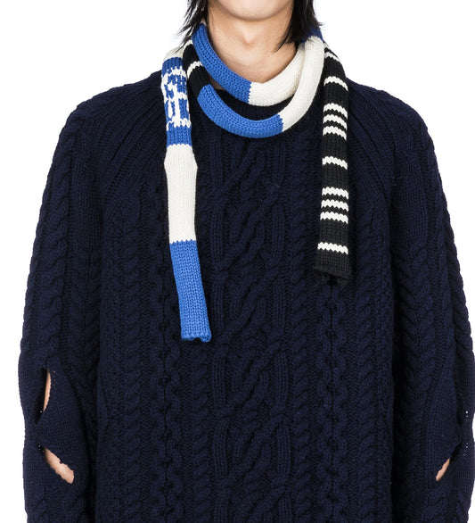 STRIPED KNIT SCARF BLUE/WHITE