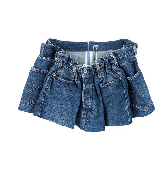SCRUNCH DENIM SKIRT BLUE MEDIUM