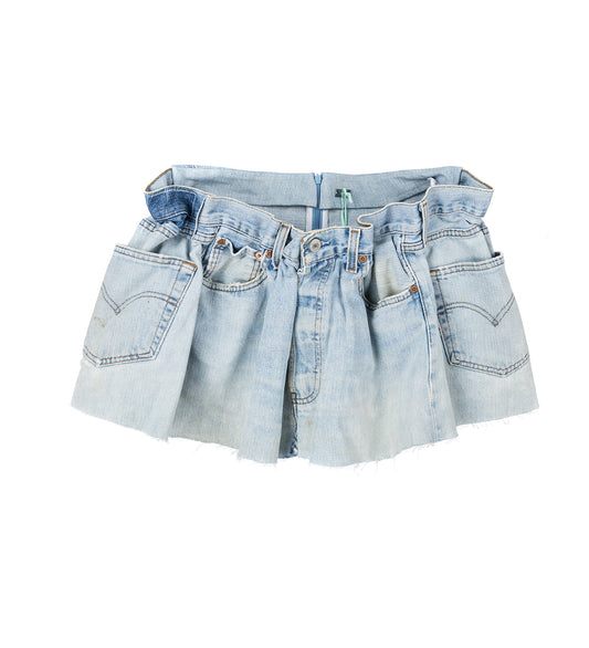 SCRUNCH DENIM SKIRT BLUE SMALL #1