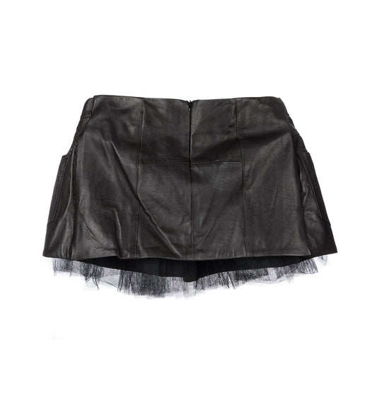 SCRUNCH LEATHER SKIRT BLACK SMALL