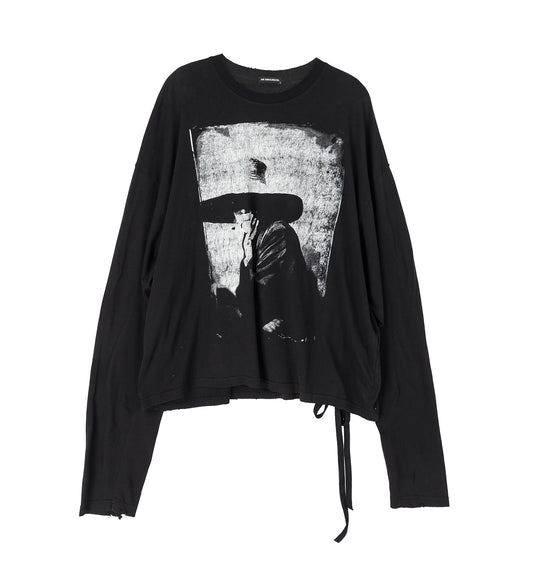 EMIL RELAX FIT LONG SLEEVE STRANGER PRINT BOXY T-SHIRT BLACK
