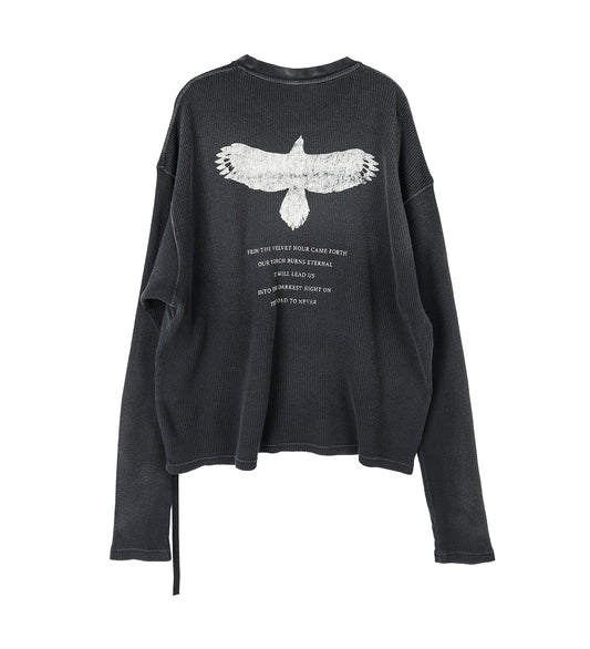 EMIL RELAX FIT LONG SLEEVE ETERNAL EAGLE PRINT BOXY T-SHIRT FADED BLACK