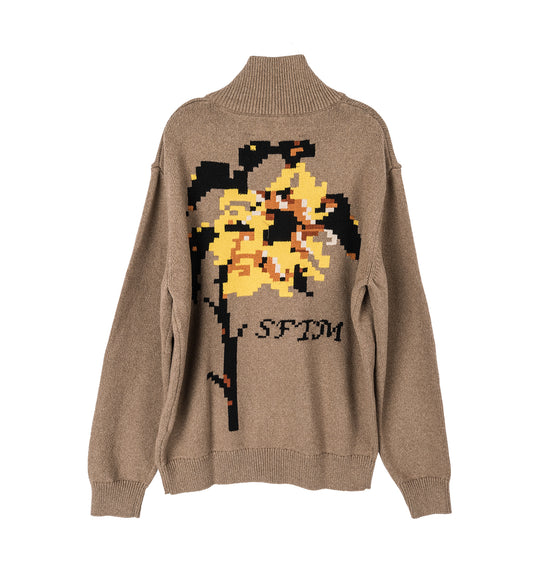 ZIP UP FUNNEL CARDIGAN KHAKI