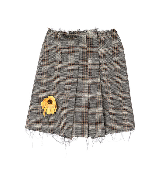 FLOWER PLEATED MINI SKIRT INDIGO