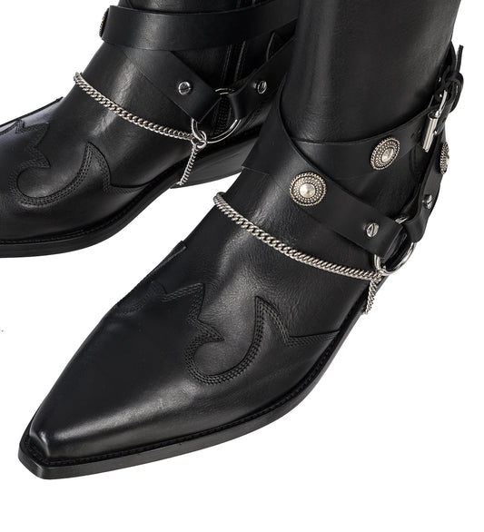 IEVA SANTIAGOS ANKLE BOOTS WITH BELTS BLACK