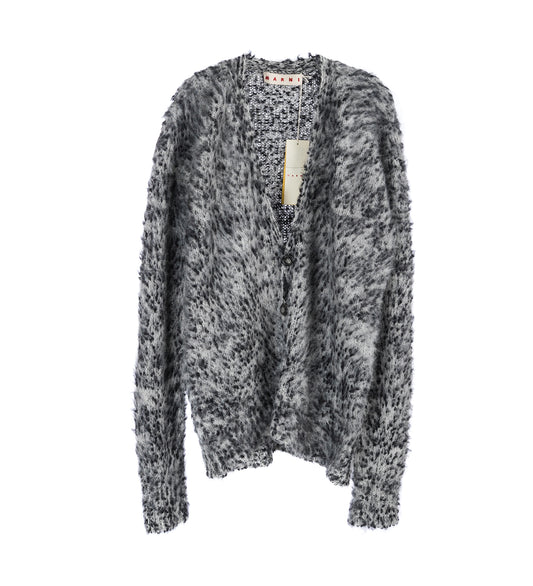 BRUSHED ALPACA CARDIGAN GREY MULTI