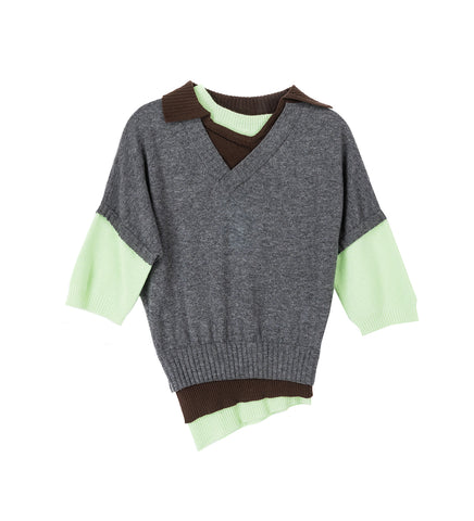 TRIPLE SWEATER GREY/BROWN/APPLE GREEN TRIPLE SWEATER GREY/BROWN/APPLE GREEN