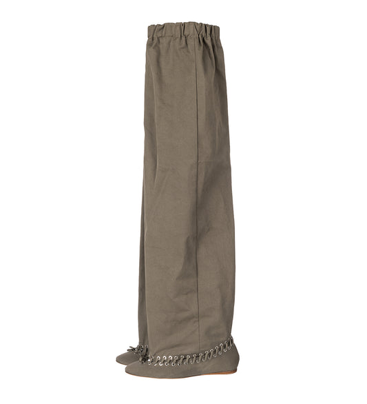 THIGH HIGH LEVEL BOOT FLAT ARMY CANVAS