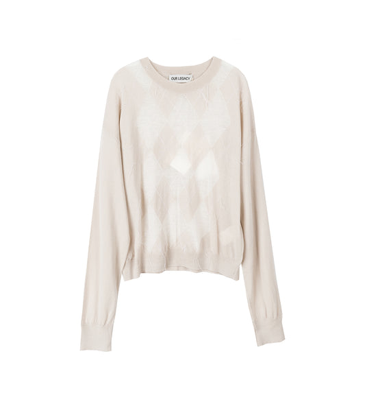 SONAR ROUNDNECK BLOSSOM ARGYLE FINE WOOL