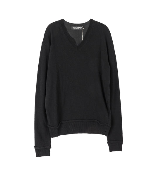 PARALLEL V-NECK BLACK CHERUB WOOL