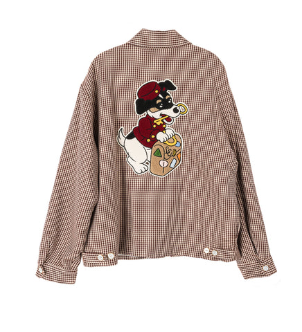 HOUNDSTOOTH LITTLE HELPER ZIPPER JACKET BROWN HOUNDSTOOTH LITTLE HELPER ZIPPER JACKET BROWN