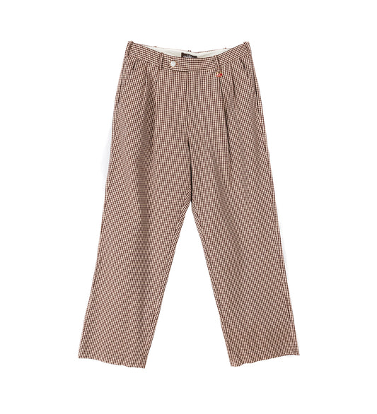 HOUNDSTOOTH LITTLE HELPER ZIPPER TROUSERS BROWN