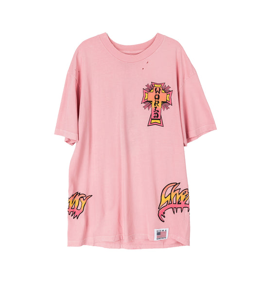 SKATE WORLD T-SHIRT VINTAGE PINK