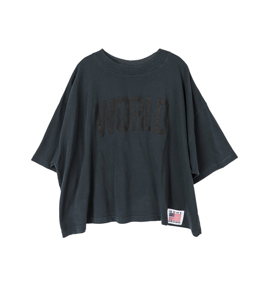 WORLD CROPPED OVERSIZED T-SHIRT VINTAGE BLACK