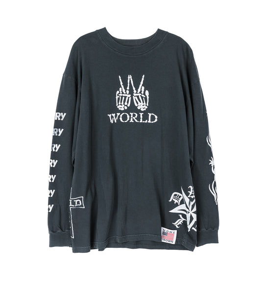 SKELETON MULTI LS-SHIRT FADED BLACK