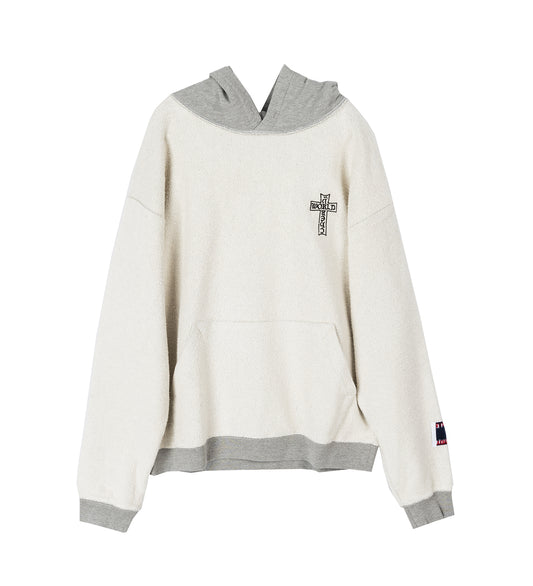 CW MULTI CROSS FLEECE HOOD INSIDE OUT HEATHER GREY