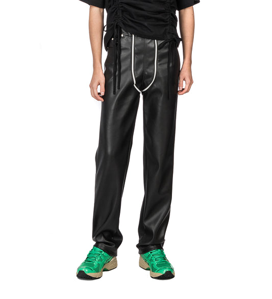 ALMA PLEATHER TROUSER WITH TWO ZIPPERS BLACK