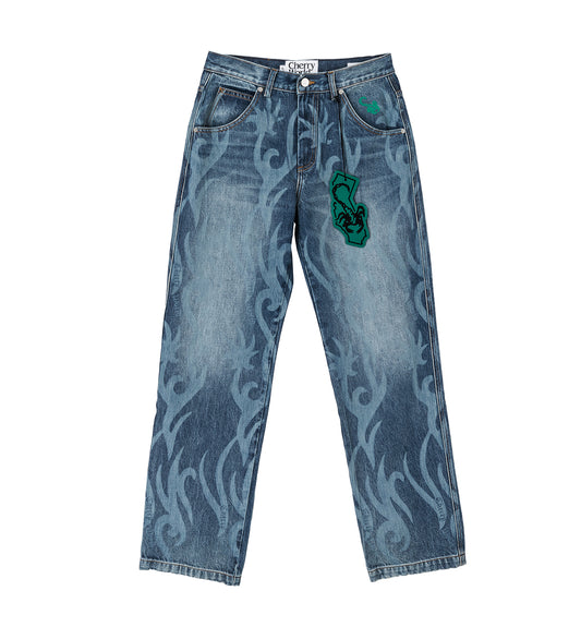 ANTI-FIT DENIM TROUSERS TRIBAL LASERS