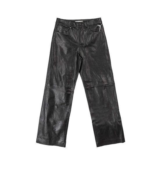 LEATHER STRAIGHT LEG PANT BLACK