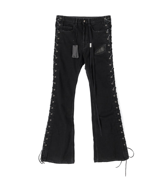 TARIK 5-POCKETS SLIM FIT BOOTCUT TROUSERS FADED BLACK
