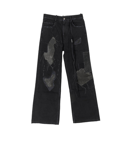 MODEST 5-POCKETS RELAXED FLARED TROUSERS FADED BLACK MODEST 5-POCKETS RELAXED FLARED TROUSERS FADED BLACK