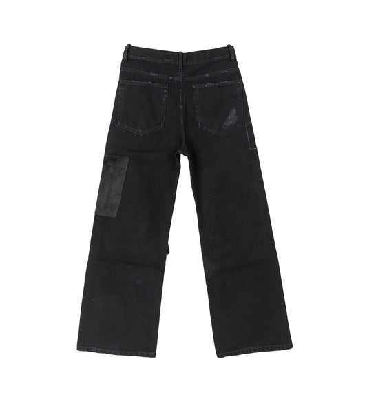 MODEST 5-POCKETS RELAXED FLARED TROUSERS FADED BLACK