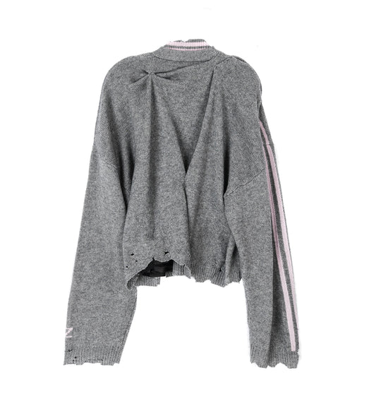 DISTRESSED CORSETED CARDIGAN GREY
