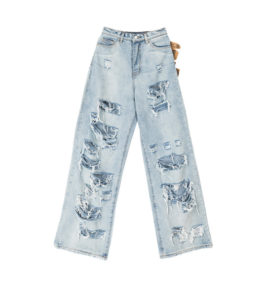 RAGGED JEANS LIGHT WASH