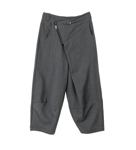 LAMAR ZIP CARROT WIDE TROUSERS ASH GREY