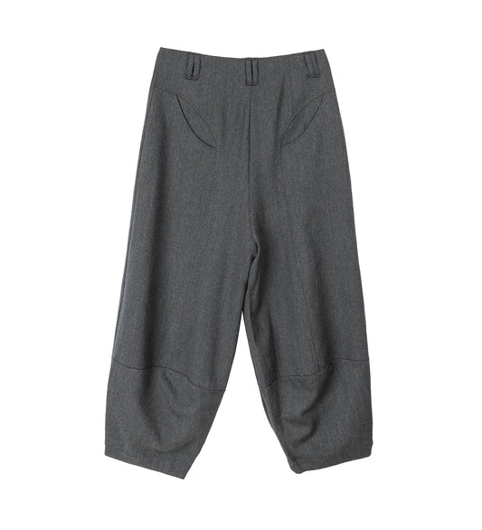 LAMAR ZIP CARROT WIDE TROUSERS ASH GREY