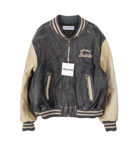 DURANIMAL LEATHER BOMBER BLACK/CREAM DURANIMAL LEATHER BOMBER BLACK/CREAM