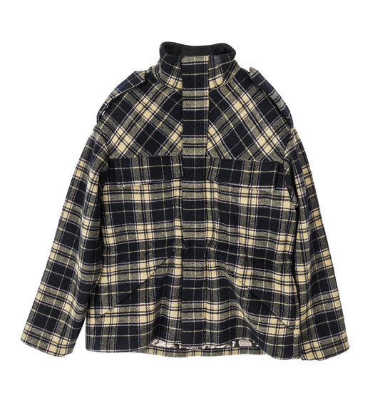 OVER THE SHOULDERS TARTAN PARKA BLUE/CREAM