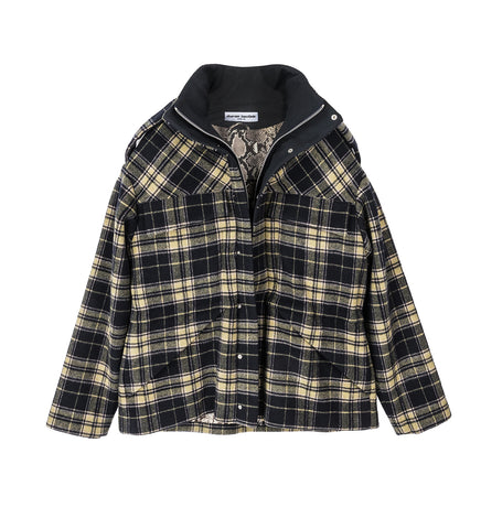OVER THE SHOULDERS TARTAN PARKA BLUE/CREAM OVER THE SHOULDERS TARTAN PARKA BLUE/CREAM