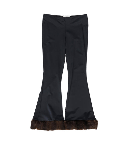 RECYCLED SPANDEX AND FAUX MINK TROUSER BLACK