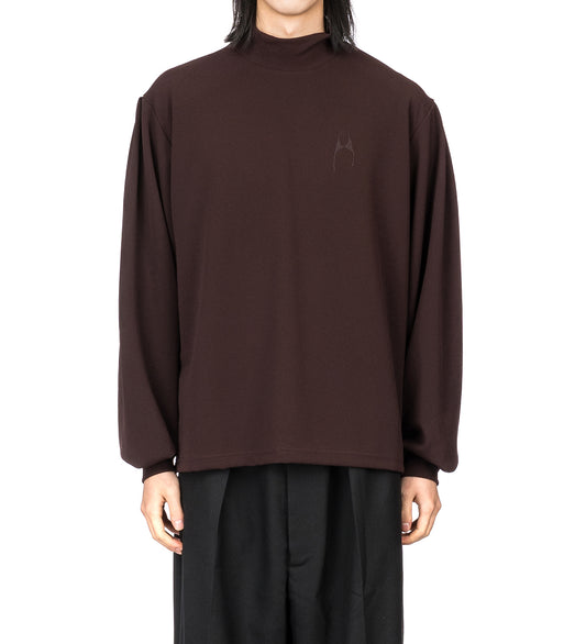 MOCK NECK LS TOP BROWN