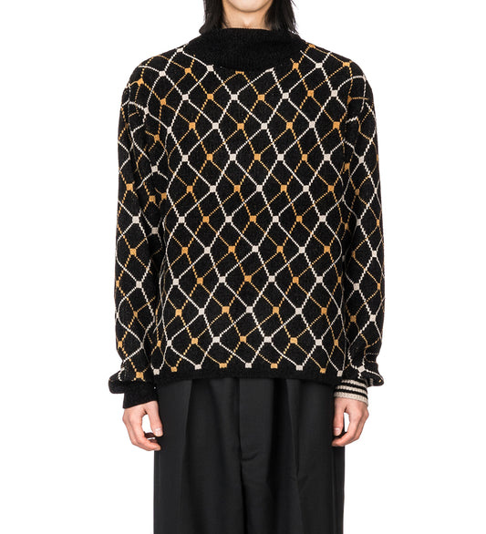 JAQUARD ROLL NECK BLACK